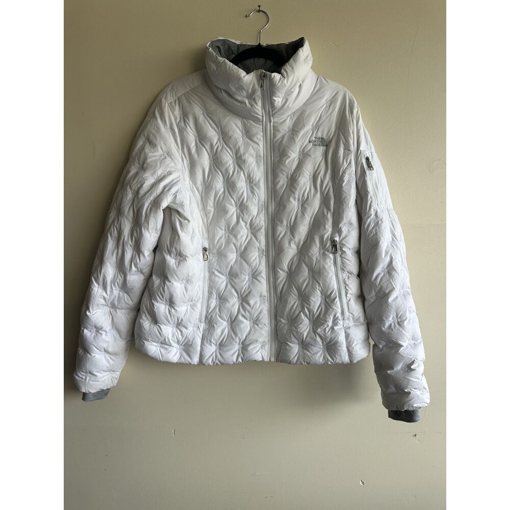 The North Face Women’s XL 550 Down White Puffer Jacket Y2K Embroidered